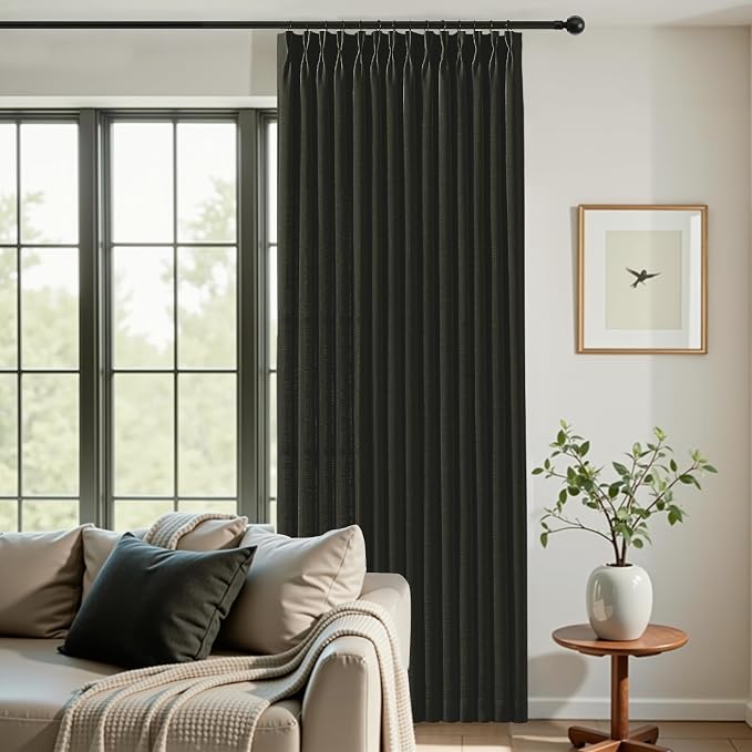 IVAPUPU Pinch Pleated Curtains 90 Inches Long, Light Filtering Thick Linen - Image 6