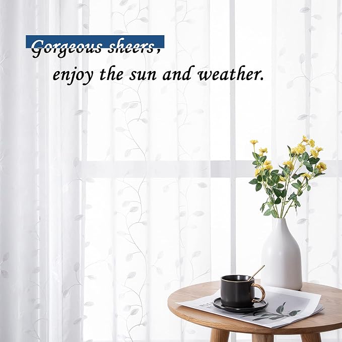 MRTREES Sheer Valance Curtain, Christmas Sheer Curtains Valances Rod Pocket - Image 4