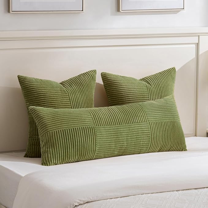 Fancy Homi 2 Packs Moss Green Euro Decorative Throw Pillow Covers 26x26 Inch - Image 5