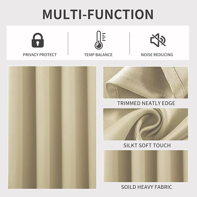 Joydeco Beige Custom Solid Single Blackout Curtain - Image 4