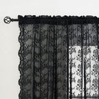 YJ YANJUN Vintage Lace Curtains 54 inch Length Victorian Floral Pattern Goth - Image 2