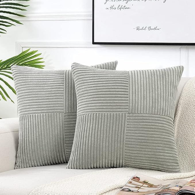 Fancy Homi 2 Packs Grey Samll Decorative Throw Pillow Covers 12x12 Inch by Fancy+Homi