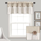 Lush Decor Linen Button Valance | 52"W x 18"L | Farmhouse Style | Coconut Husk - Image 8
