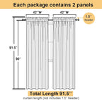 Lecloud Taupe Sheer Curtains 90 Inches Long 2 Panels, Elegant Light Filtering - Image 3