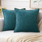MIULEE Pack of 2 Couch Throw Pillow Covers 20x20 Inch Dark Teal Farmhouse by MIULEE