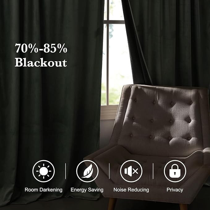 RYB HOME Mint Green Velvet Curtains 96 inches Long, Room Darkening, Floor-Length - Image 6