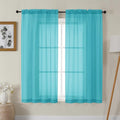Gwine Turquoise Sheer Curtains 63 Inch Length by Gwine