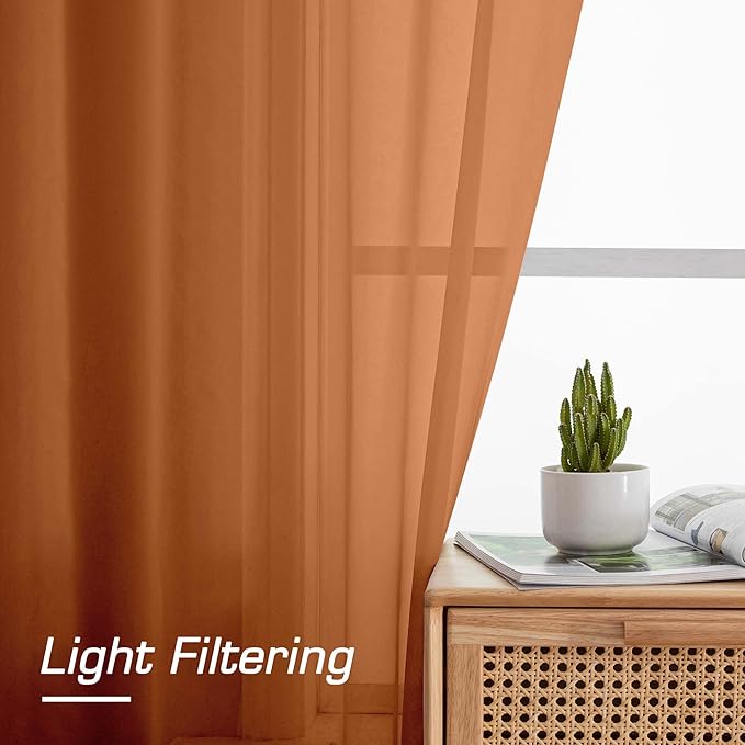 OWENIE Sheer Curtains 72 Inches Long 2 Panels Set, Light Filtering Sheer - Image 3