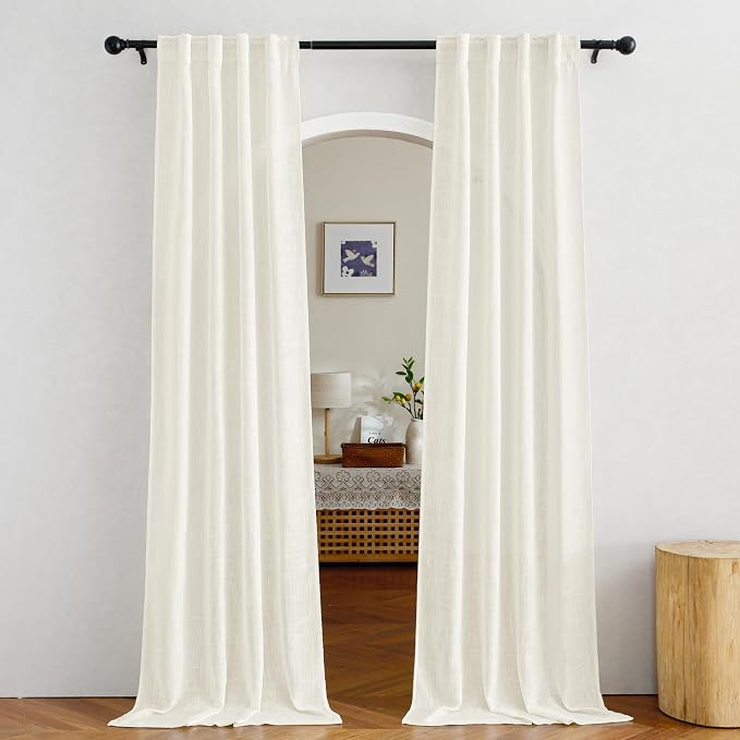 NICETOWN Faux Linen Sheer Curtains 80 inch Length by NICETOWN