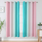 Estelar Textiler Pink and Teal Blackout Curtains - Image 2