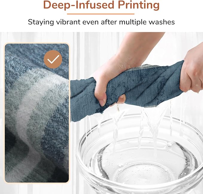 OPPODREAM Border Soft Area Rugs 5x7, Washable Blue Rug - Image 7