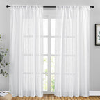 NICETOWN Semi Sheer Curtains 84 inches Length, Rod Pocket & Back Tab Linen - Image 2