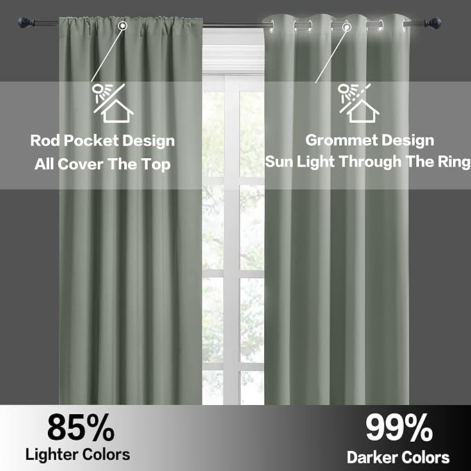 RYB HOME Blackout Bathroom Window Curtains, Short Thermal Insulated Heat - Image 6