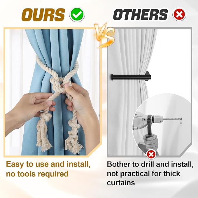 4 Pcs Hand Woven Curtain Tiebacks No Drilling - Image 3