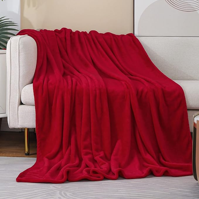 JIAHANNHA Red Throw Blanket Fleece Blanket Throw Size, Super Soft Cozy Plush by JIAHANNHA