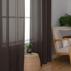 Chyhomenyc Chocolate Brown Sheer Curtains 45 Inch Long 2 Panels, Light - Image 7