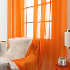 SpaceDresser Orange Sheer Curtains 4 Panels Rod Pocket Semi-Sheer Curtain 84 - Image 4