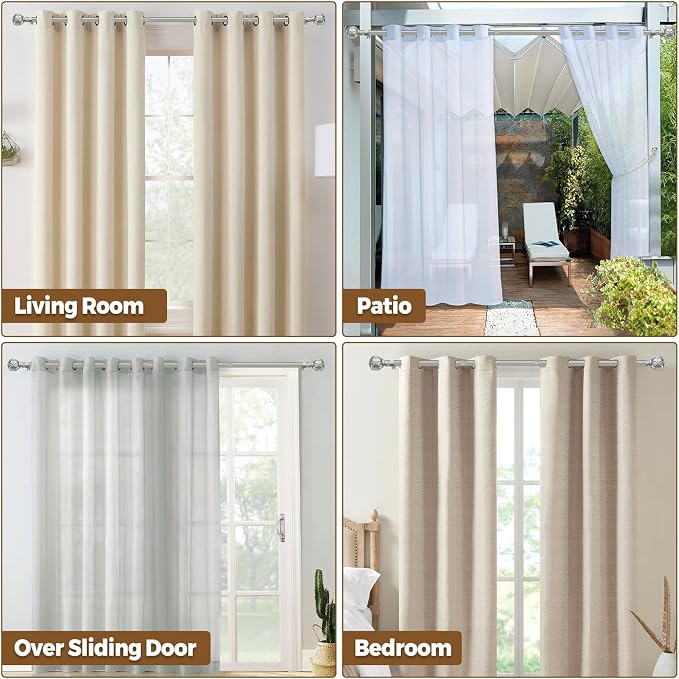 KAMANINA Curtain Rods for Windows, Antique Silver Curtain Rod 32 to 58 Inch - Image 7