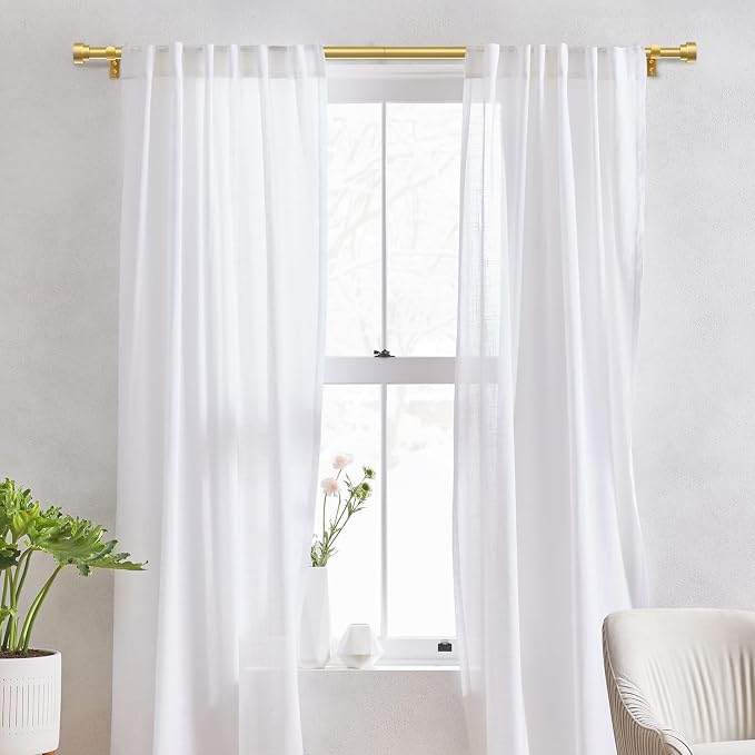 IFELS Heavy Duty Curtain Rods for Windows 28 to 48 Inch, 1 Inch Adjustable Gold - Image 2