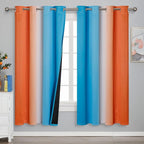 Ombre Orange and Blue Blackout Curtains 72 Inch Length 2 panels, Full Room by ESTELARTEXTILER