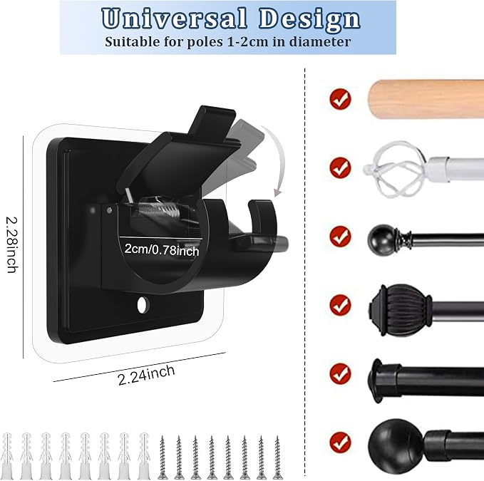 Codoule 10PCS Self Adhesive Curtain Rod Holders No Drill Curtain Rods Brackets - Image 4