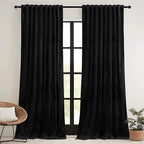 RYB HOME Black Velvet Curtains 72 inches - Image 2