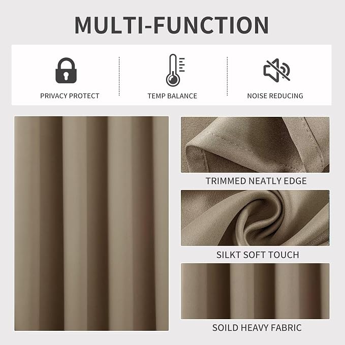Joydeco Khaki Custom Solid Single Blackout Curtain - Image 4