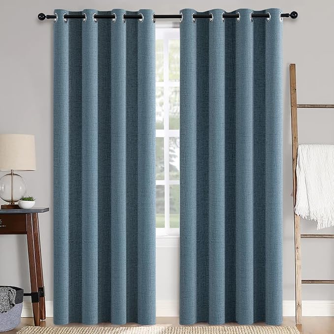 MIULEE Linen Texture Curtains for Bedroom Solid 100% Blackout Thermal Insulated by MIULEE