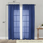 Sheer Curtains 84 Inches Long 2 Panels Set - Image 2