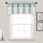 Lush Decor Linen Button Farmhouse Valance Curtians 52"W x 18"L Blue & White by LushDecor