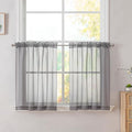 Simplebrand Grey Tier Curtains for Kitchen 24 Inches Long 2 PaSet, Rod Pocket by Simplebrand