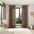 Caramel Brown Linen Curtains for Living Room Extra Long 112 Inches Long Back - Image 7