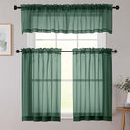 Hunter Green Valances for Windows, Sheer Curtains 14 Inch Length 2 Pack Kitchen - Image 8