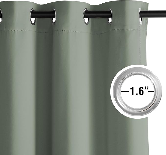 NICETOWN Room Darkening Draperies Curtains Panels, 2 Panels Sage Green W52 x L63 - Image 3