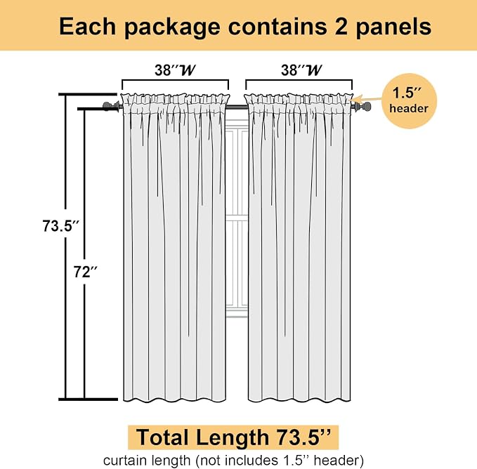 Lecloud Leia 2 Panels Charcoal Grey Sheer Curtains - Image 5