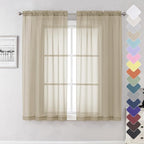 Lecloud Taupe Sheer Curtains 63 Inch Length 2 Panels, Airy & Breathable Solid by Lecloud