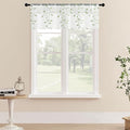 MRTREES Sheer Voile Curtain Valances 2 Panels, Sage Green Leaves Embroidered by MRTREES