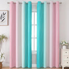 Estelar Textiler Pink and Teal Gradient Blackout Curtains - Image 2