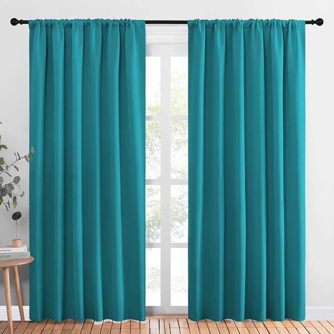 NICETOWN Living Room Curtains, Peacock Blue, 1 Pair, 70 x 84-inch, Home by NICETOWN
