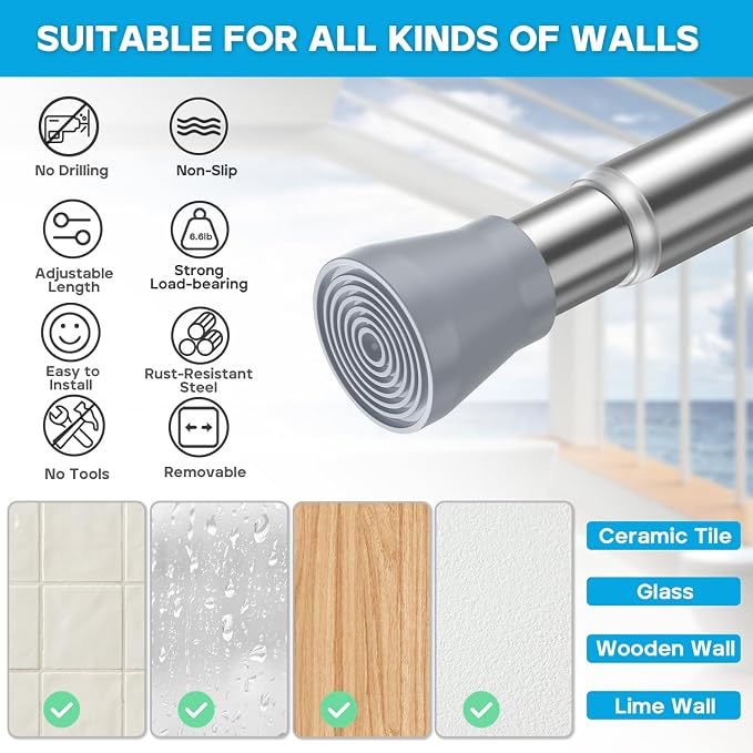 AIZESI 1pcs Tension Curtain Rod Tension Rods - Image 4