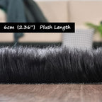Goolela Black Round Rug 4ft Circle Fluffy Fuzzy Furry Rug - Image 4
