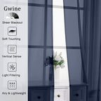 Gwine Navy Blue Sheer Curtains 96 Inches Long 2 Panels, Elegant Window - Image 2