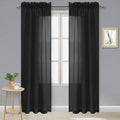 DWCN Black Sheer Curtains Semi Transparent Voile Rod Pocket Curtains by DWCN