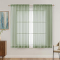 OVZME Sage Green Sheer Curtains 63 Inches Long 2 Panels Set, Light Filtering by OVZME