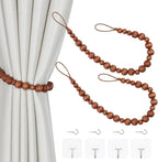 OCIOLI 2 Pieces Curtain Tieback Wood Bead Curtain Tiebacks Curtain Holdbacks by OCIOLI