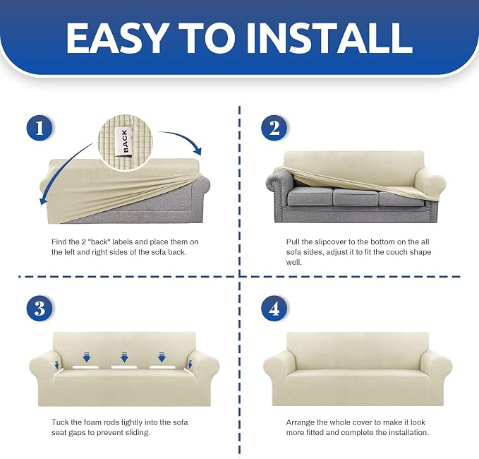 KEKUOU Stretch Oversized Sofa Slipcover 1 Piece Couch Sofa Cover Furniture - Image 5