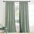 RYB HOME Mint Green Velvet Curtains 96 inches Long, Room Darkening, Floor-Length by RYBHOME