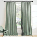 RYB HOME Auqa Velvet Curtains 84 inches Long, Room Darkening, Floor-Length by RYBHOME