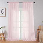 Blush Sheer Curtains for Bedroom Living Room 96 Inches Long 2 Panels, Modern by WelvetBLK