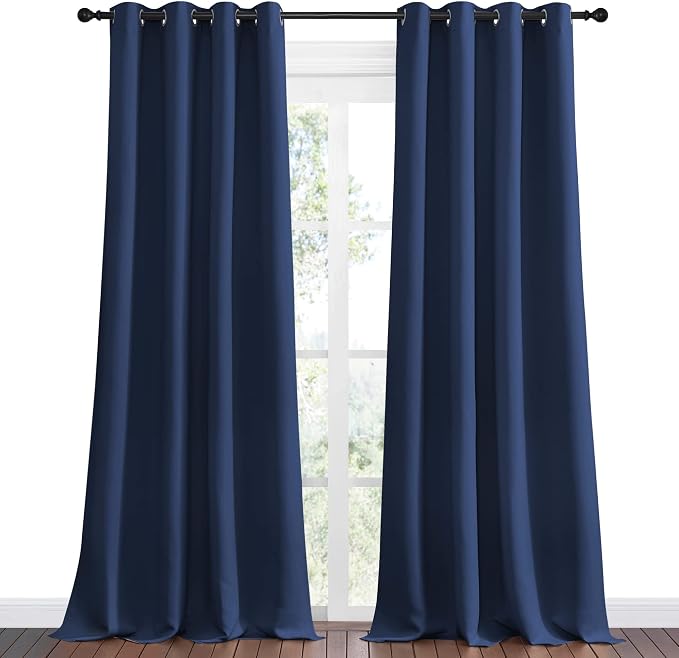 NICETOWN Navy Blackout Curtains 96" Long - Image 2
